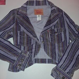 Levi's Striped Cropped Jacket in Lavender and Black Rare